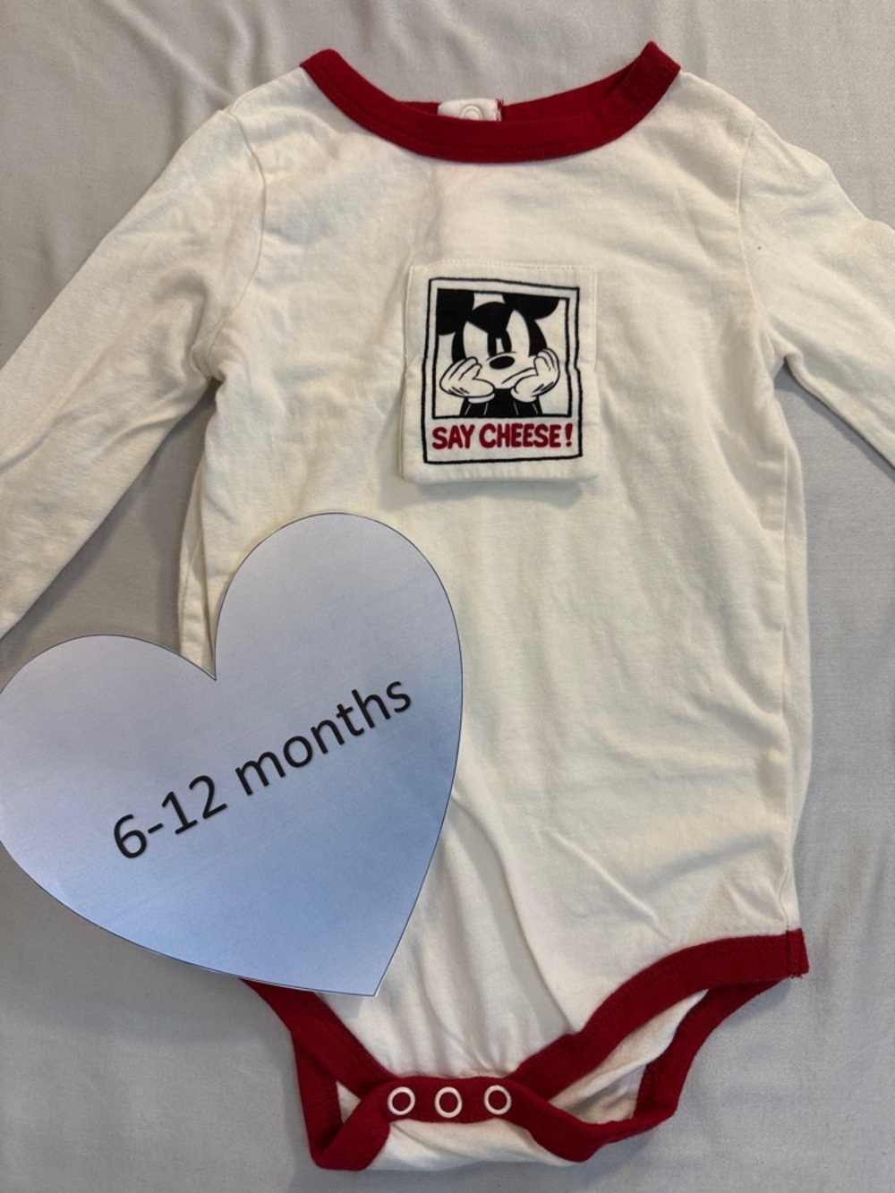 Disney X Joe Fresh - Cream and Red 'Say Cheese' Bodysuit - Mickey Mouse design